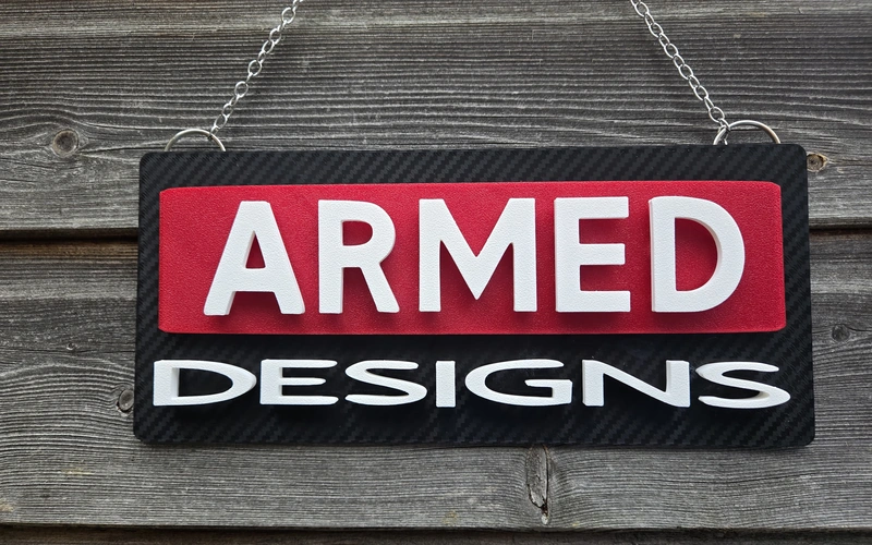 3D printed branded hanging sign
