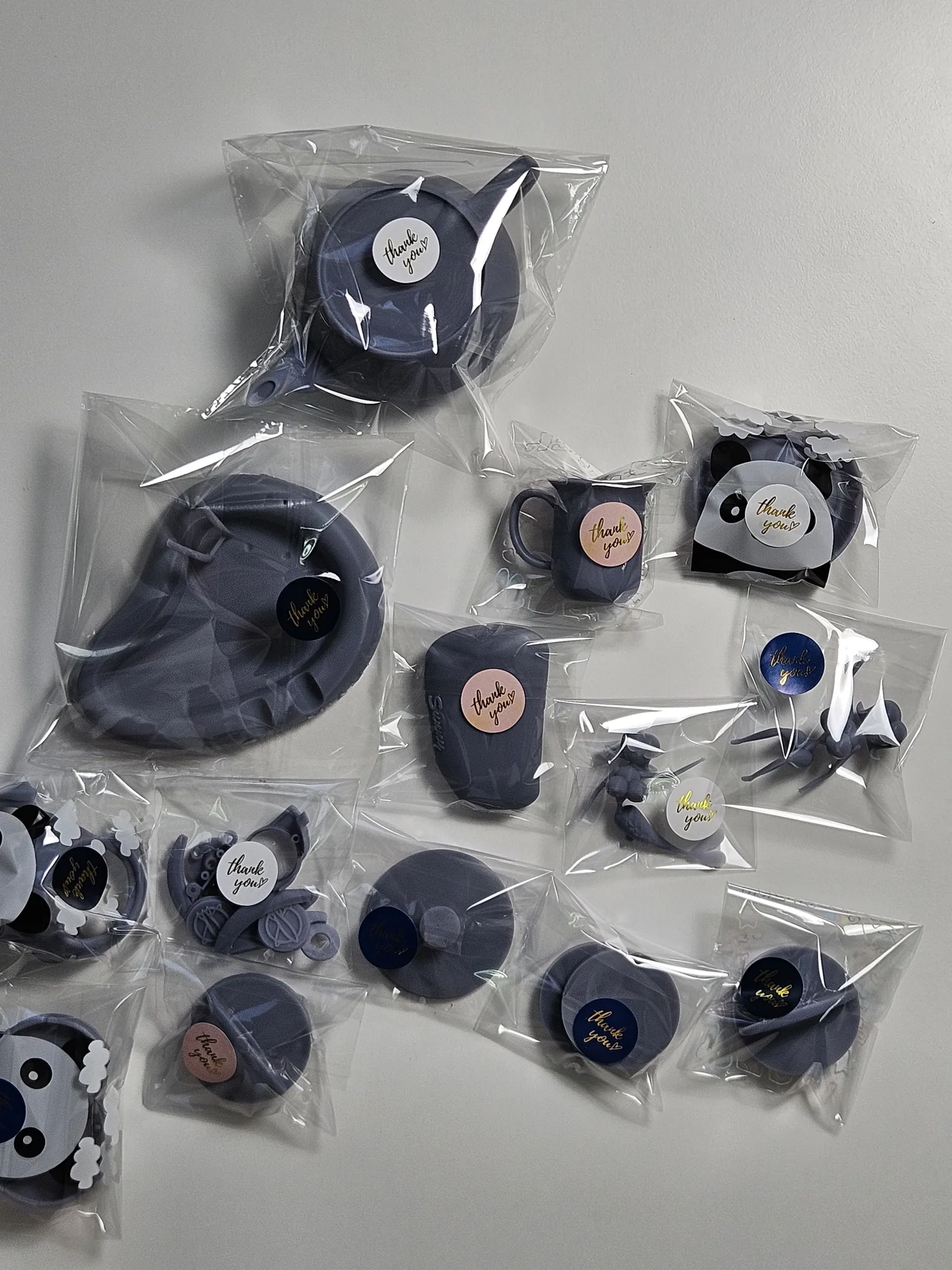 The finished miniatures packed individually for shipping.